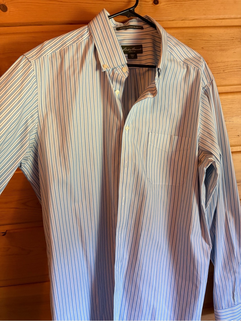 Eddie Bauer Blue and White Striped Dress Shirt